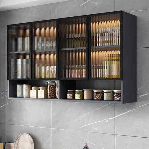 厨房实木吊柜玻璃门墙壁柜墙上储物柜阳台浴室卫生间挂墙式收纳柜