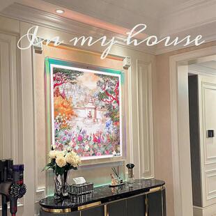 饰画欧式 客厅秘密花园壁画 裱挂画地中海香薰高级感装 丝巾亚克力装