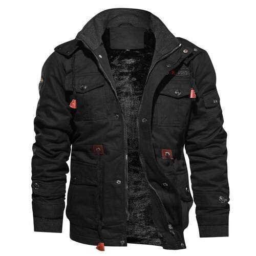 Men's detachable hooded thick jacket with a medium length