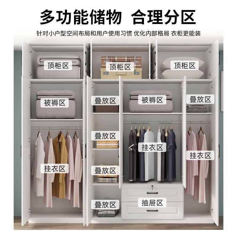 衣服柜实木家用卧室双开门小户型儿童柜子出租房用欧式衣橱收纳柜