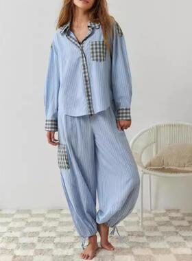 imcute women  piece lounge pajamas long button down shirt