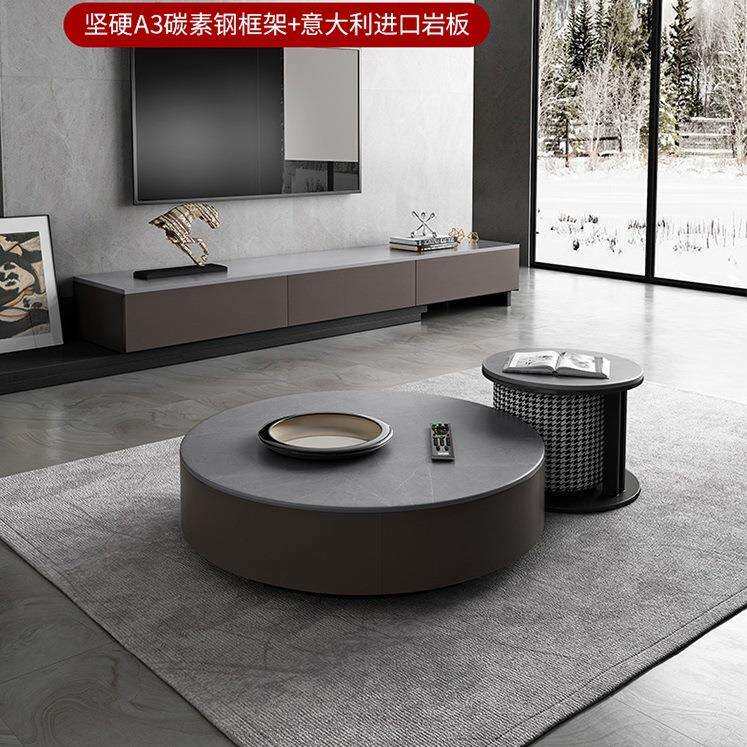 圆形KTV娱乐茶几 优质岩板台面金属框架 K房大气简洁商用茶几厂家