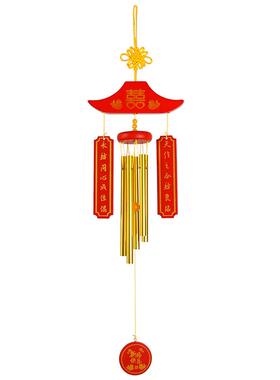 中式古风新年快乐风铃挂饰门饰春联红色氛围装饰福字门铃铛挂件