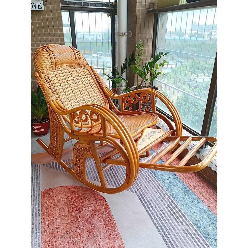 真正的藤摇椅藤摇椅天然藤躺椅家用藤摇椅老人椅阳台休闲椅家长