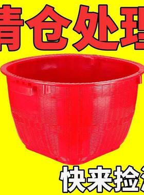 箩筐塑料加厚不熟胶牛筋水篼仿果筐摔烂竹编F99T5S56圆形农用箩挑