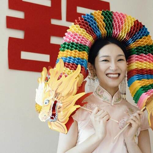 接亲道具结婚龙头堵门结婚游戏道具创意剪纸结婚布置用品舞龙狮子