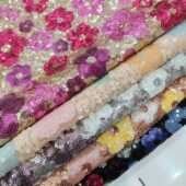 背景绣2025 新款 米克常用年时尚 纺织品全服饰500涤亮片布面料时装