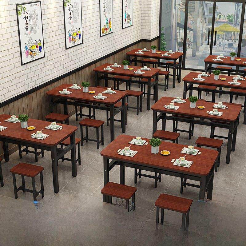 食堂快餐桌椅家组合现代极简餐厅餐厅面馆小吃店餐桌小公寓烧烤
