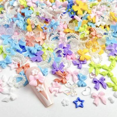 50PCS Random Mixed Strawberry Flowers Nail Charms Sweet