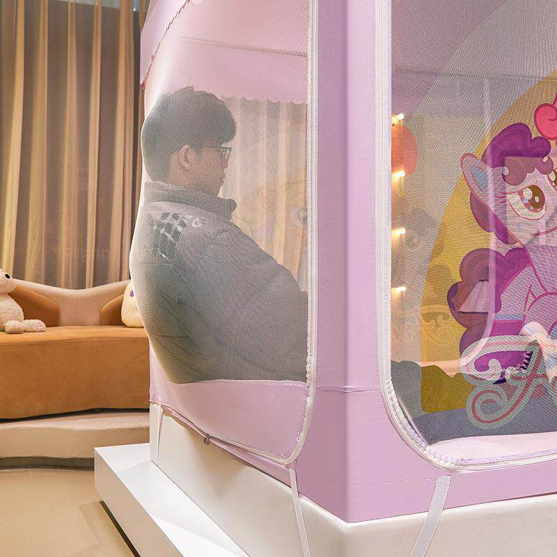 分床神器儿童房城堡遮光蚊帐防尘顶家用卧室三开门回底宝宝防掉床