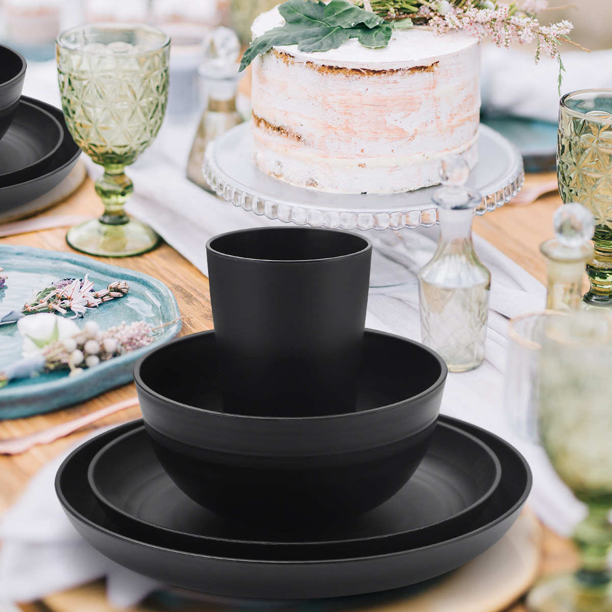 爆款加厚32pcs高档餐具小麦秸秆家用饭碗套创意厨房耐摔套装