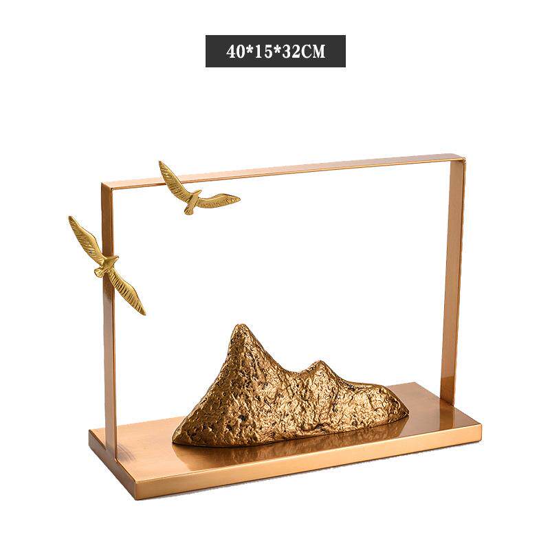 新中式飞雁样板间玄关家居饰品摆件金属家具软装配饰酒店大厅装饰