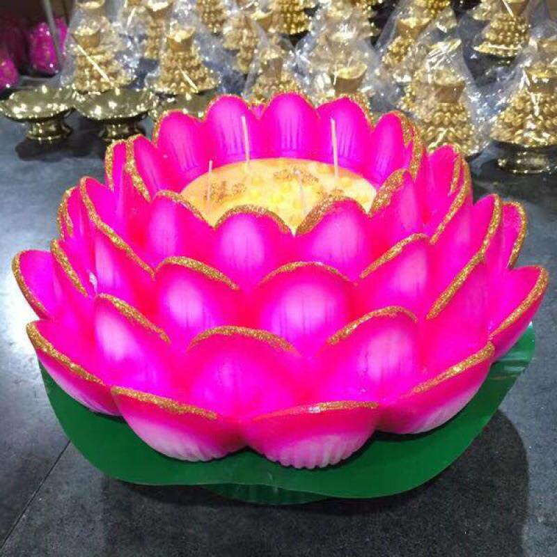 特大描金边莲花蜡烛还愿厂家酥油灯莲花灯佛供灯蜡烛摆件金叶