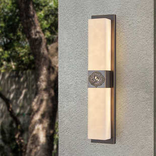 新中式壁灯全铜仿云石别墅庭院过道客厅卧室阳台楼梯灯室内灯具