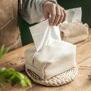 棉麻创意抽纸保护套客厅茶几餐桌家用餐巾纸收纳套布艺 纸巾盒日式