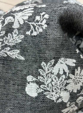 亚麻棉双层砂洗肌理提花面料柔软透气双面绉布家纺服装布料T86012