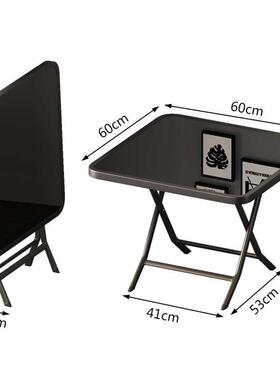 折叠方桌80×80家用小户型餐桌宿舍出租屋折叠饭桌钢化玻璃折新品