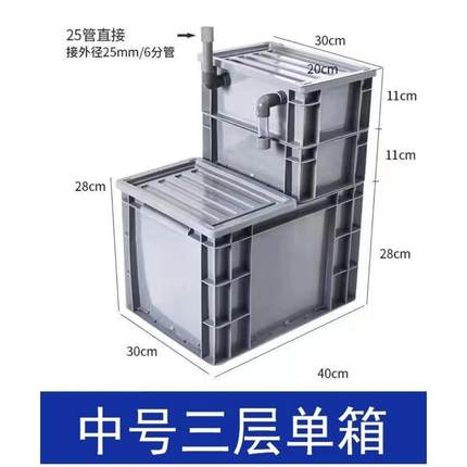 底滤槽鱼缸底滤盒鱼缸免打孔虹吸底部过滤器底滤周转箱虹吸管配件