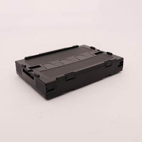 折叠塑料箱带木板盖熟胶侧开门收纳箱户外露营车载整理塑料折叠箱