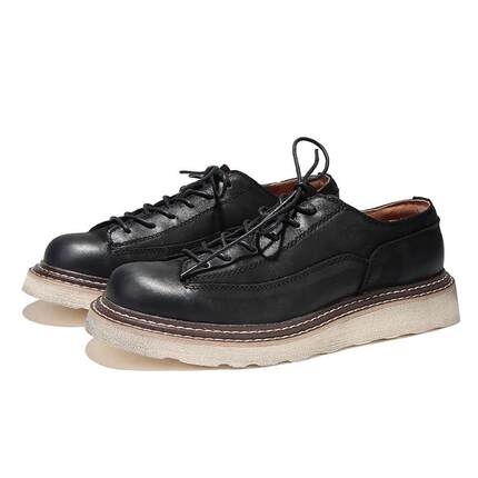 正品秋季新款休闲皮鞋男商韩风版真皮潮流英伦手复古透气务工小皮