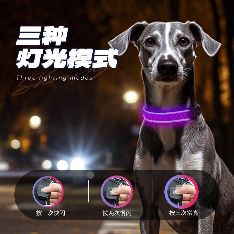 纤宠狗狗LED发光项圈充电发光宠物大型犬夜间项圈边境牧羊犬金毛