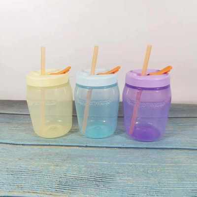 新品密封吸吸罐550ml圆罐咖啡牛奶果汁饮料高颜值吸管水杯