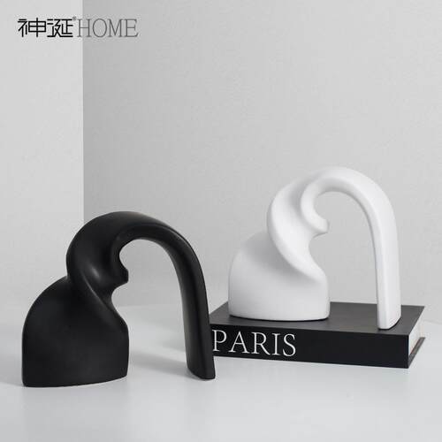 现代轻奢极简异形扭转扭曲飘带陶瓷摆件家居客厅样板房酒店装饰品