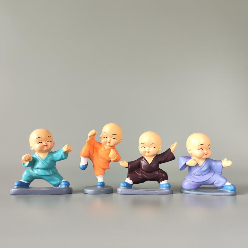 中华武术人物工艺品功夫醉拳小和尚摆件禅意公仔盆景造景装饰道具