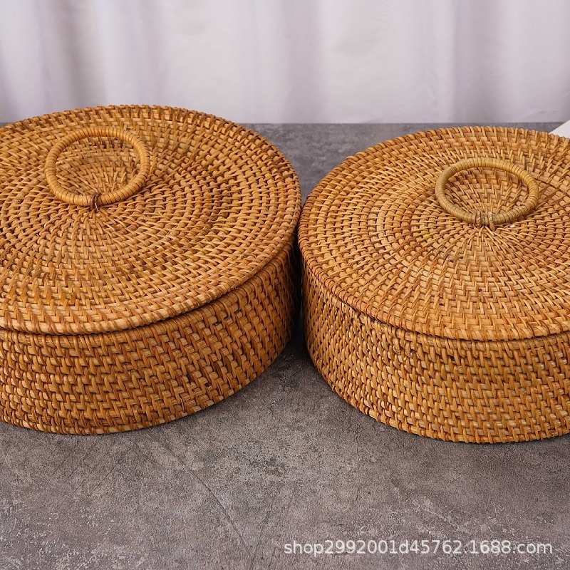 厂家批发 藤编织波浪收纳盒水果篮客厅餐厅家用收纳篮竹编