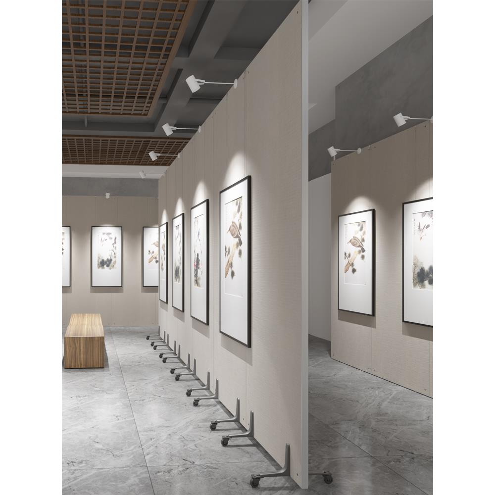 移动无缝书画展示板宣传隔断背景板美术馆贴纸亚麻布艺术展览墙屏