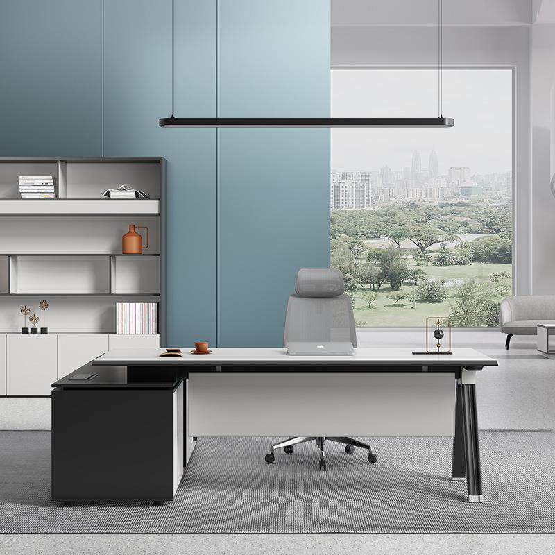 经理办公室桌老板办公桌椅组合白色设计感主管桌单人老板桌组合