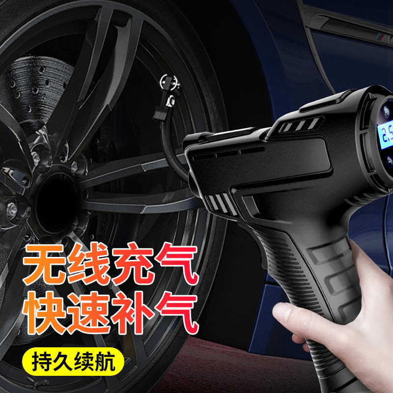 车载充气泵 新款便携式手持无线充电12V数显智能电动轮胎打气泵