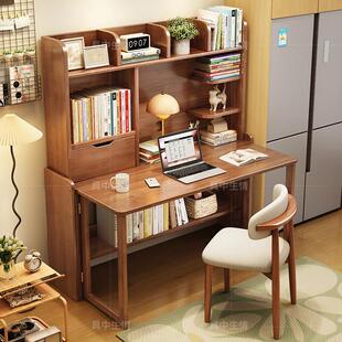 实木儿童书桌可折叠伸缩书桌卧室学习桌家用电脑桌子小户型办公桌