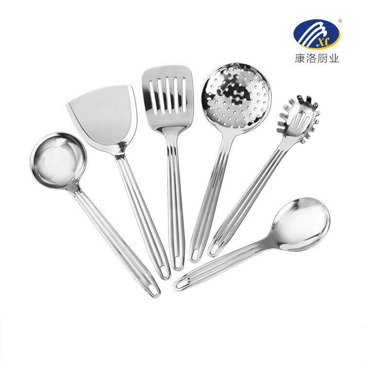 厂家直供不锈钢厨具简约烹饪厨具六件套波浪手柄锅铲汤勺厨房工具