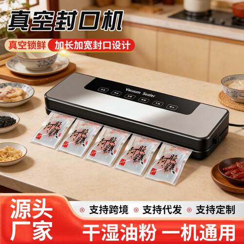 跨境抽真空封口机干湿两用真空塑封一体机小型家用厨房食品保鲜机
