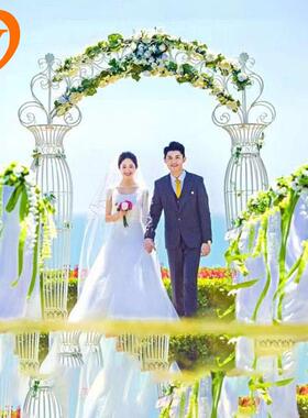百界欧式婚庆铁艺拱门架子婚礼入场白色花门拍摄道具摆件花园拱门