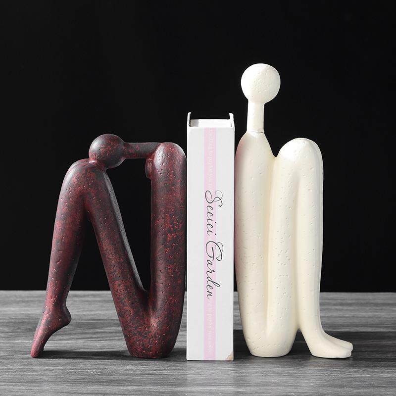 现代简约几何陶瓷抽象桌面火柴人摆件样板房售楼处软装饰品