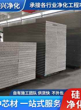 机制硅岩净化板50mm无尘车间用岩棉彩钢保温夹芯板硅岩彩钢夹芯板