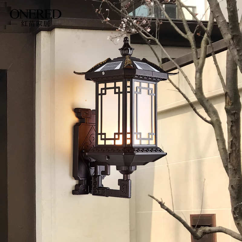 聚喜壁灯户外防水复古造型太阳能壁灯市电户外景观大门壁灯饰厂家