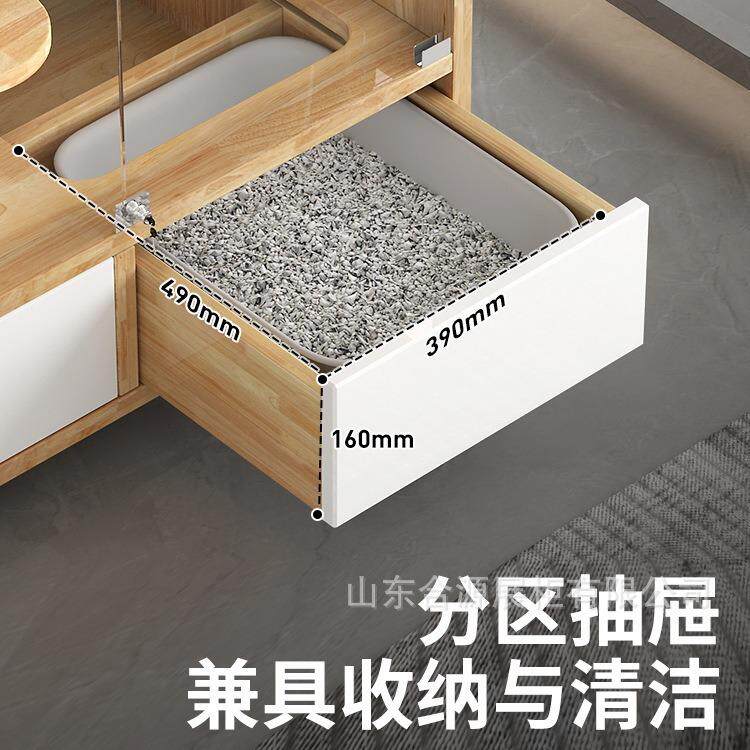 新款直销猫别墅猫砂盆专用实木特大号防水超大号豪华猫笼猫柜室内