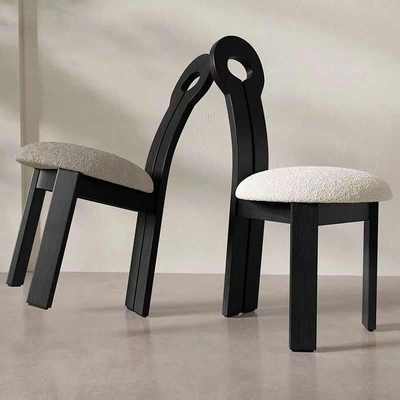 实木椅子餐椅家用简约北欧中古风餐厅餐桌椅凳子靠背椅人鱼钥匙椅