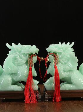 麒麟招财摆件一对风水办公室客厅酒柜玄关装饰工艺礼品摆饰开 业
