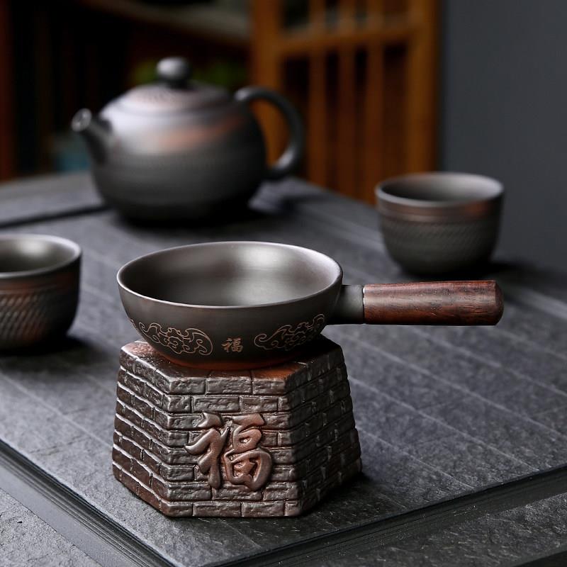 瑞庆紫陶茶漏茶滤组 泡茶过滤网器茶水分离器 手工紫陶茶具组合