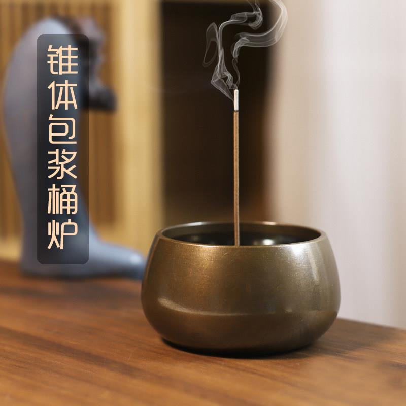 纯黄铜线香炉香插供佛家用室内香薰炉上香炉沉檀香炉茶室书房摆件