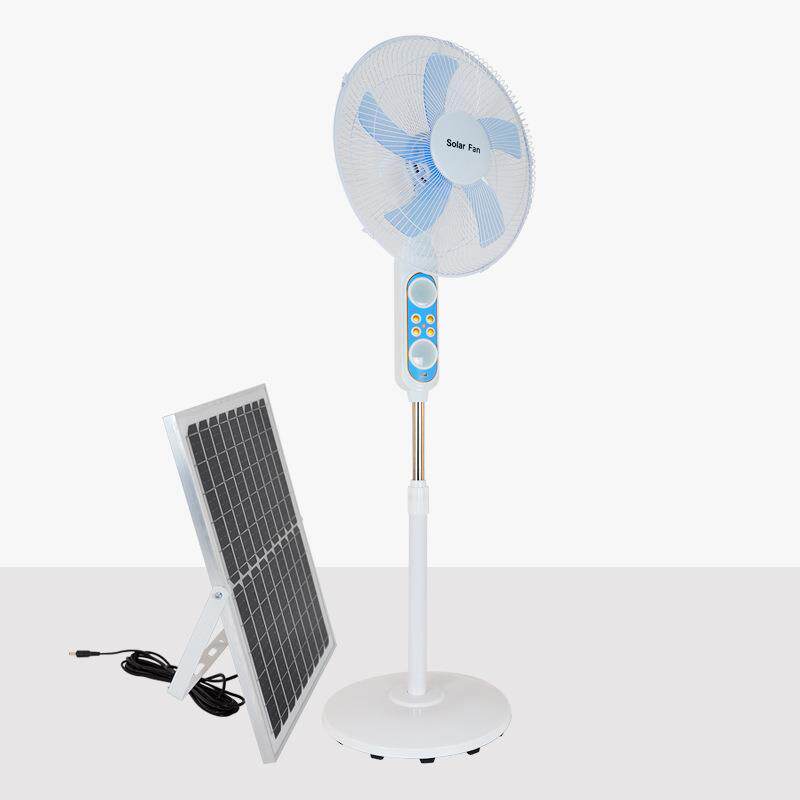 太阳能充电风扇LED夜灯大风量摇头家用户外蓄电台立式4档落地扇