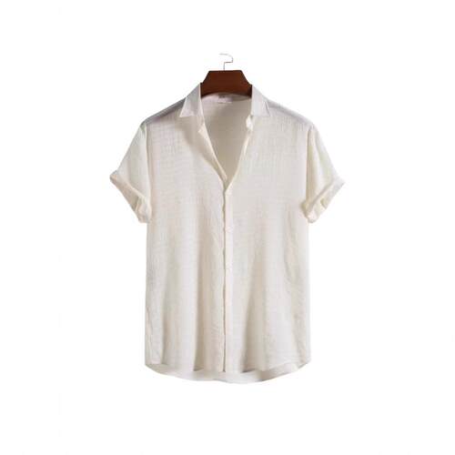Cotton shirt men's shirt dark grid short sleeved men's