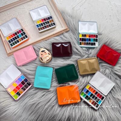 意大利Fome重搪瓷12格彩盒迷你半块全块水彩油漆铁盒自定义网格