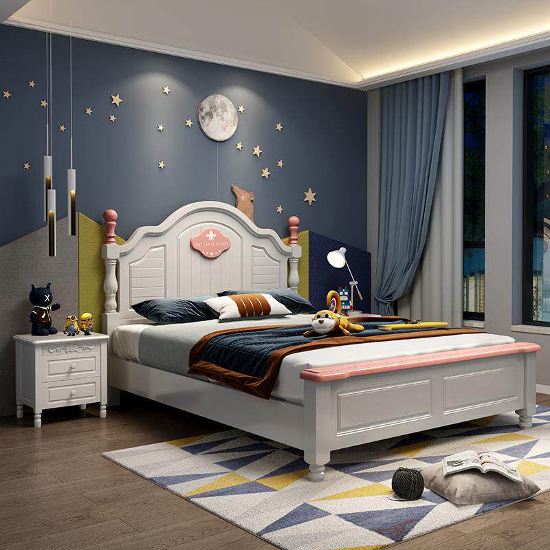 纯木儿童床男孩女孩实组单人床小床小孩双556人床童房家具合环儿