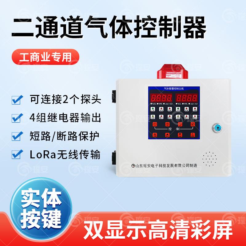 可燃气体探测报警器二通道控制主机氨气氢气氯气有毒有害气体
