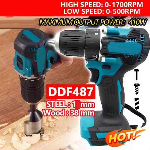DDF487 18V21V无刷电钻改造队用五绳冲击钻18V牧田电池